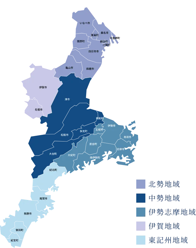 結婚相談所 ザベストマリアージュの三重県内の各店舗MAP