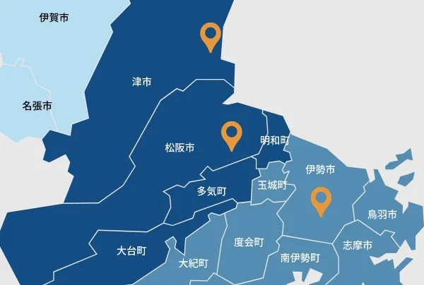 結婚相談所 ザベストマリアージュの三重県内の各店舗MAP