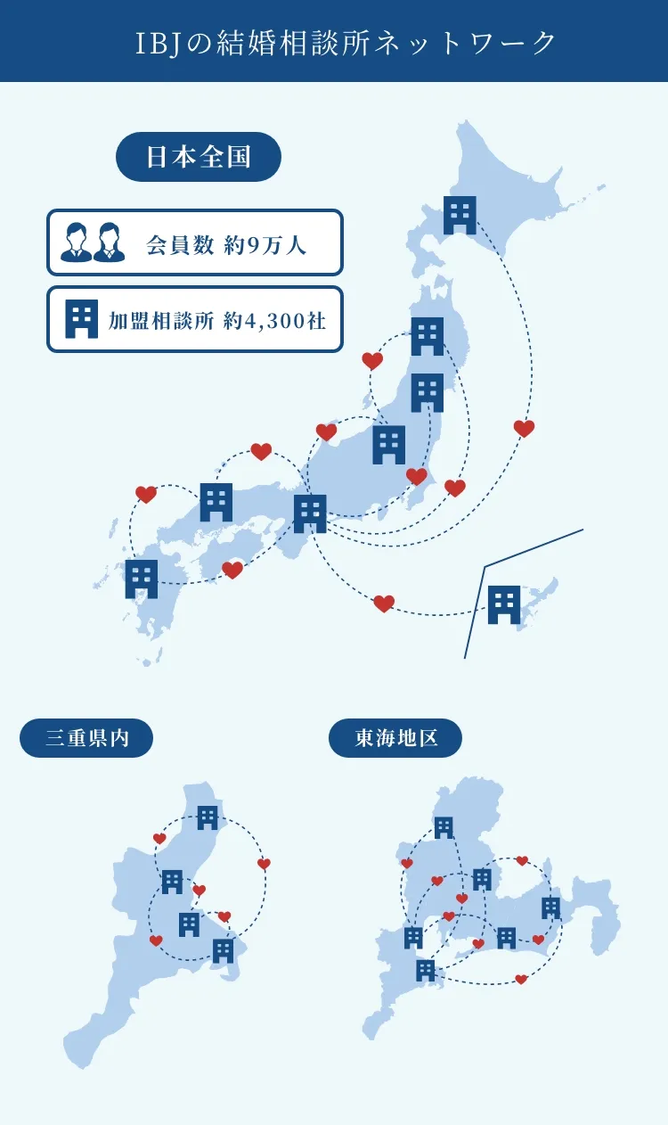 日本国内のIBJ結婚相談所ネットワーク